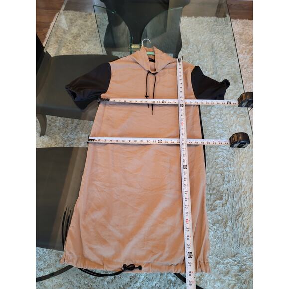 Zara Basic Hoodie Dress Womens Small Beige Black Short Sleeve Casual Streetwear - Picture 14 of 14